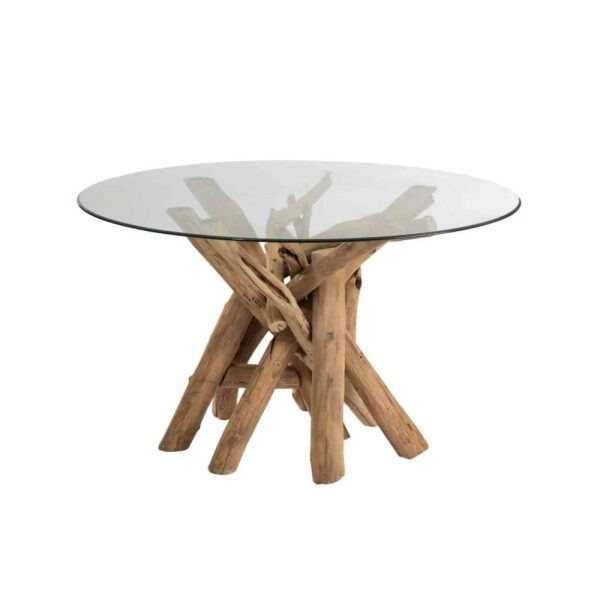 TABLE ROUND BRANCH WOOD/GLASS NATURAL