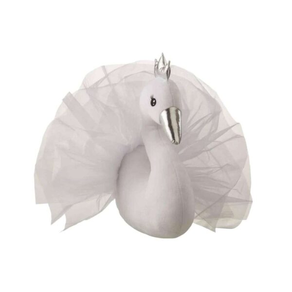 SWAN WALL DECO PLUSH WHITE/SILVER