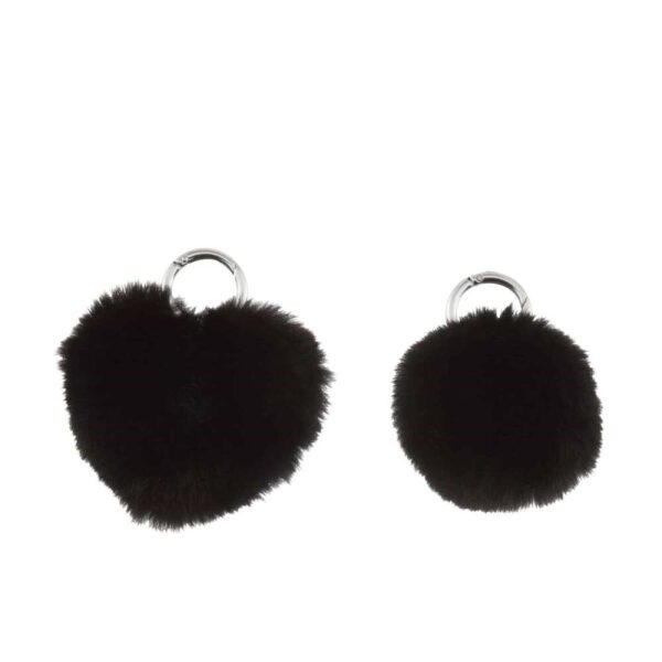 KEYCHAIN BALL/HEART ACRYLIC BLACK ASSORTMENT OF 2