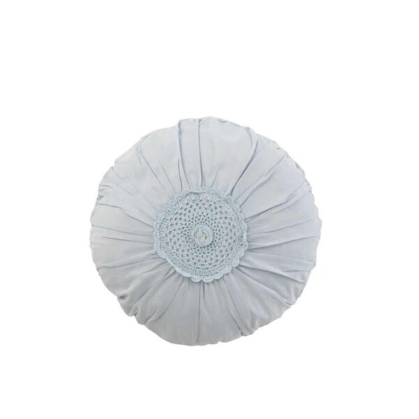 CUSHION ROUND LACE COTTON BLUE