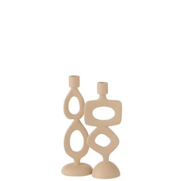 CANDLE HOLDER RINGS ALUMINIUM BEIGE ASSORTMENT OF 2