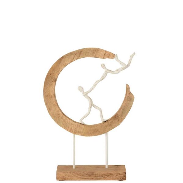 FIGURE COUPLE FLYING CRESCENT MANGO WOOD/ALUMINIUM NATURAL/WHITE