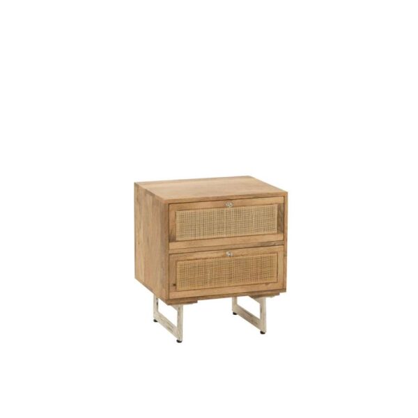 BEDSIDE TABLE RATTAN MANGO WOOD NATURAL