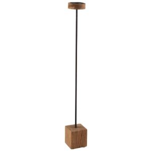 CANDLEHOLDER ON FOOT SQUARE MANGO WOOD/IRON NATURAL EXTRA LARGE