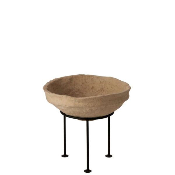 DISH ON FOOT CHAD PAPIER MACHE BROWN