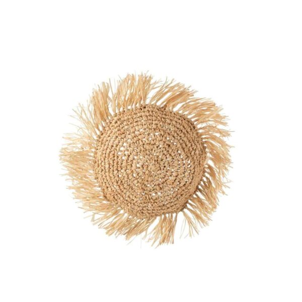 CUSHION ROUND RAFFIA NATURAL