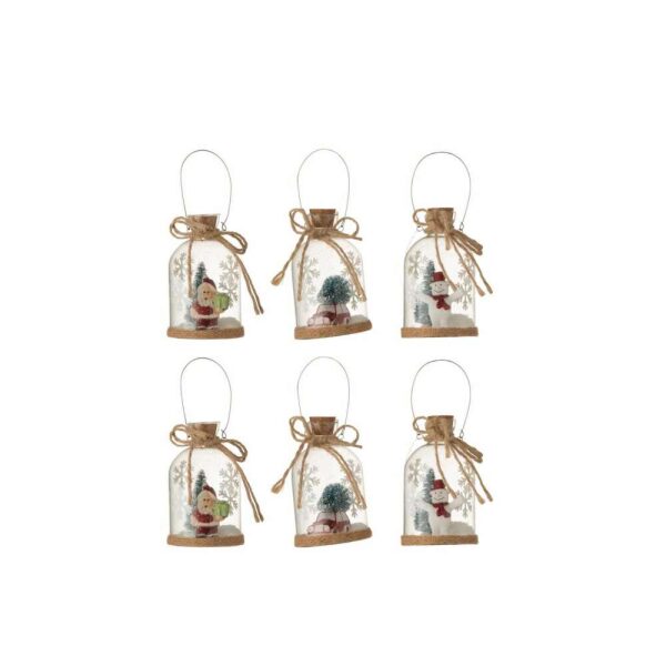 HANGER BOTTLE CHRISTMAS FIGURE GLASS CLEAR ASSORTMENT OF 3