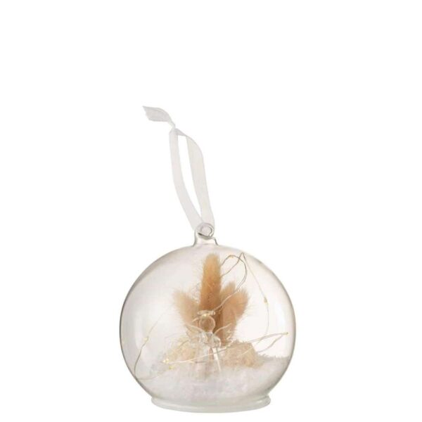 CHRISTMAS BAUBLE LED ANGEL GLASS WHITE