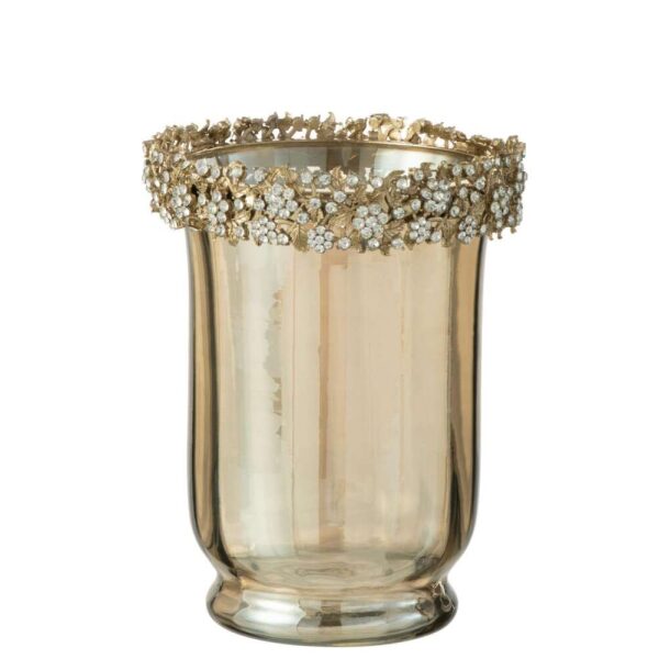 CANDLEHOLDER VARE METAL/GLASS GOLD/BRONZE