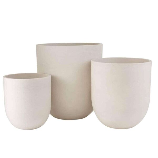 SET OF 3 VASE ROUND CERAMIC HIGH WHITE
