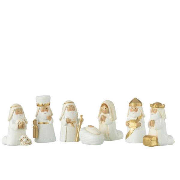 NATIVITY SCENE 7PARTS RESIN WHITE/GOLD