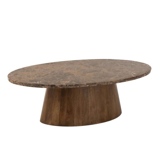 COFFEE TABLE OVAL MARBLE/MANGO WOOD BROWN