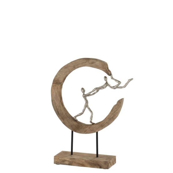 FIGURE COUPLE FLY HALF MOON MANGO WOOD/ALUMINIUM NATURAL/SILVER