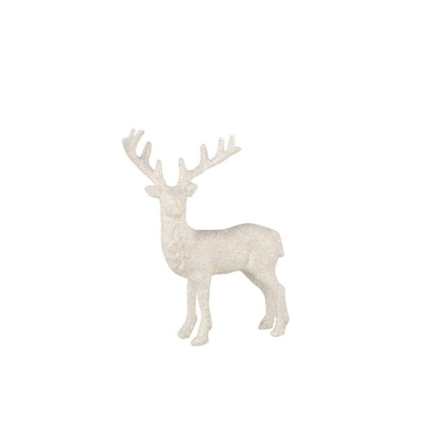 HANGER REINDEER GLITTER PLASTIC WHITE