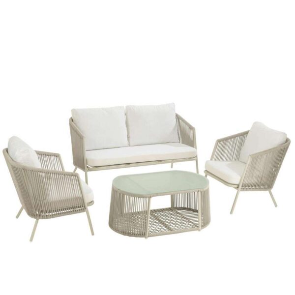 SET ELI 4P SOFAS+TABLES+CUSHIONS METAL/ROPE GREY