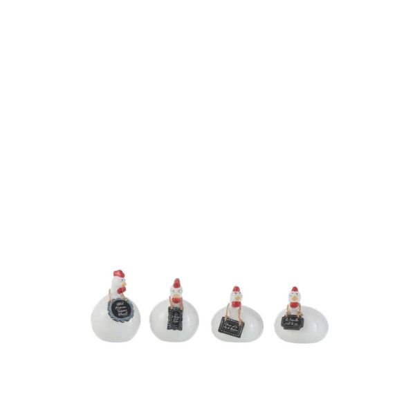 CHICKEN TEXTS CHALKBOARDS CERAMIC WHITE BLACK SMALL ASSORTMENT OF 4
