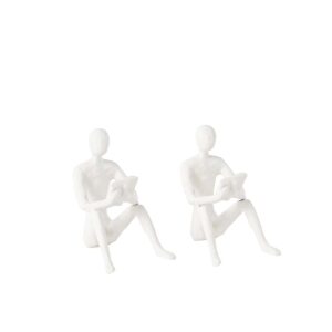 SET OF 2 STATU SEATED KOLI IRON WHITE