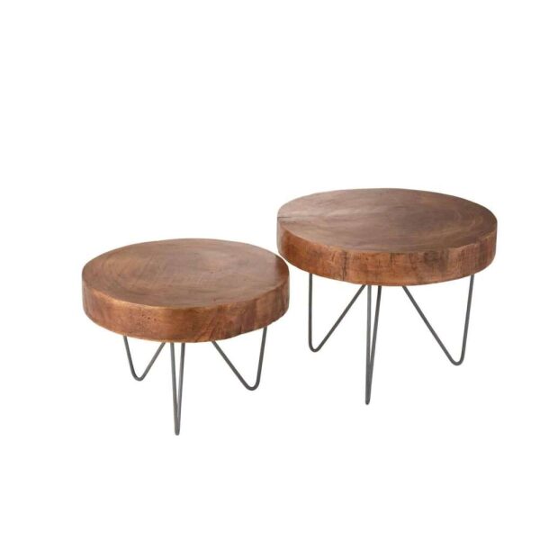 SET OF 2 TABLES PAULOWNIA BROWN