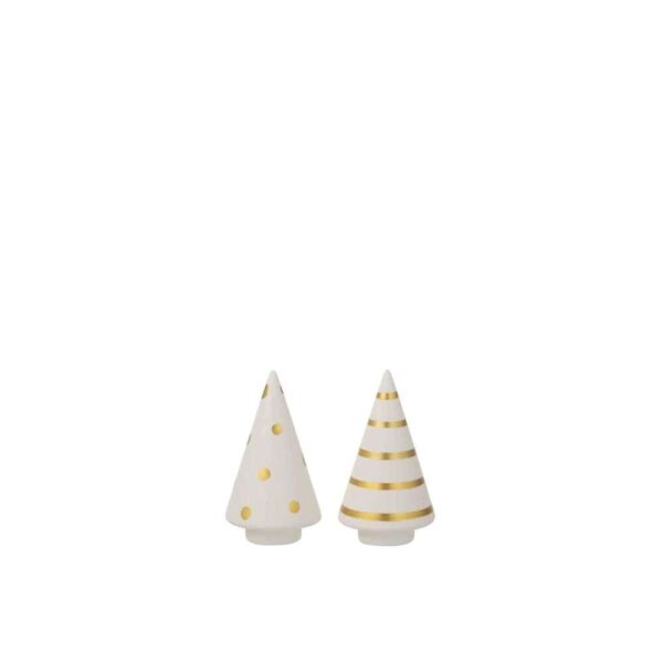 TREE CERAMIC DOTS/STRIPES GOLD/WHITE SMALL ASS2