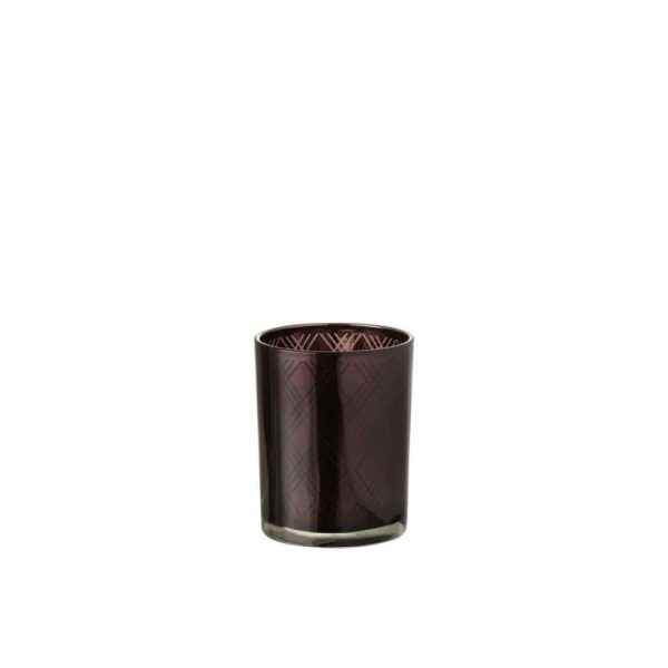 TEALIGHT HOLDER RHOMBUS GLASS DARK PURPLE MEDIUM