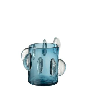 VASE STEGGY LOW GLASS BLUE
