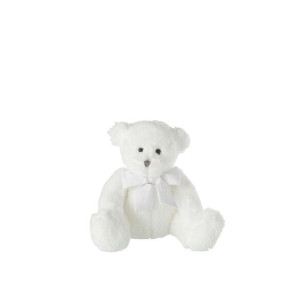 BEAR PLUSH WITH BOW TIE POLYESTER WHITE SMALL
