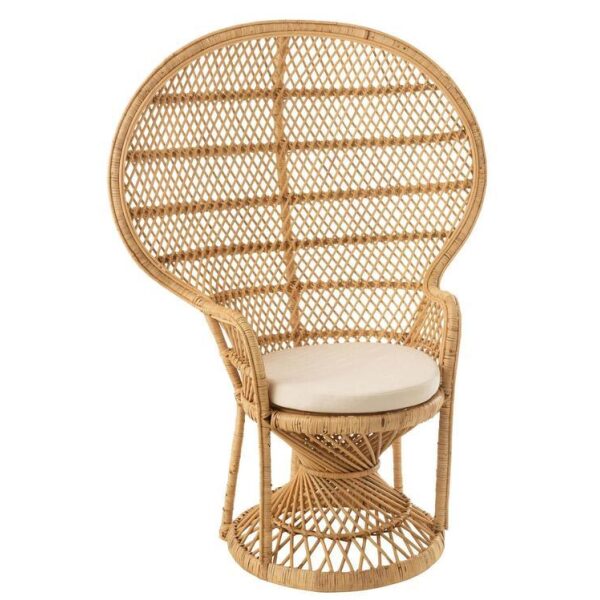 CHAIR PEACOCK WITH CUSHION RATTAN NATURAL