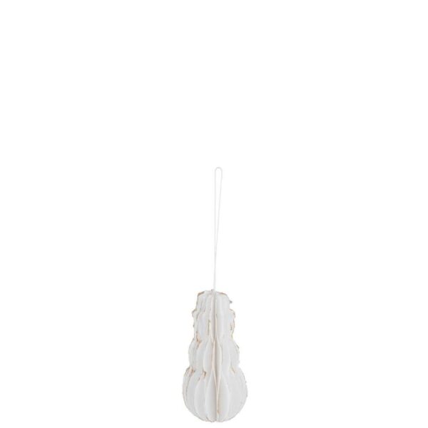HANGER SNOWMAN COTTON MACHE WHITE WITH GOLD