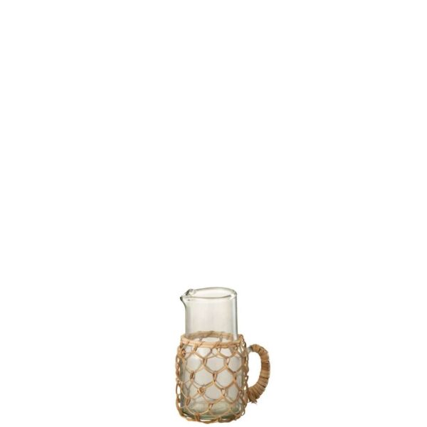 CARAFE KNITTING HANDLE GLASS/CANE TRANSPARENT SMALL