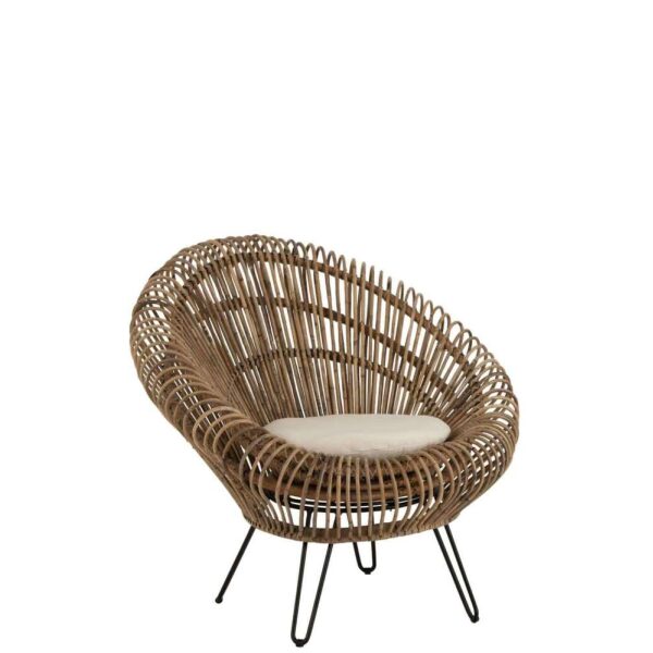 CHAIR LOUNGE VIVI WITH CUSHION RATTAN/IRON NATURAL