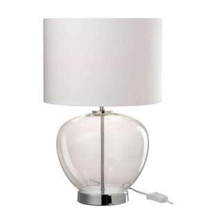 LAMP TRANSPARENT GLASS/TEXTILE SILVER/WHITE