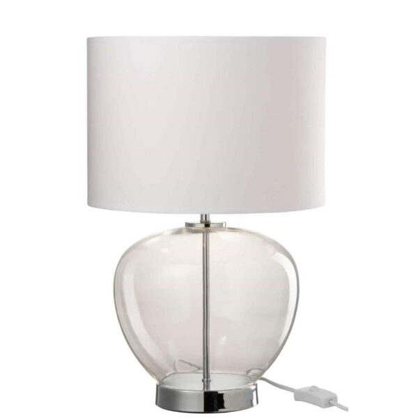 LAMP TRANSPARENT GLASS/TEXTILE SILVER/WHITE