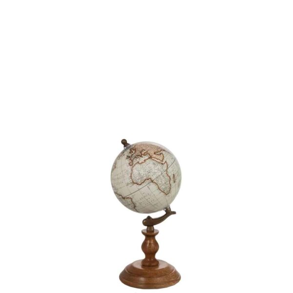 GLOBE ON FOOT WOOD WHITE/NATURAL SMALL