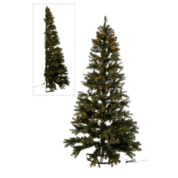 CHRISTMAS TREE+LEDS HALF WALL PLASTIC GREEN