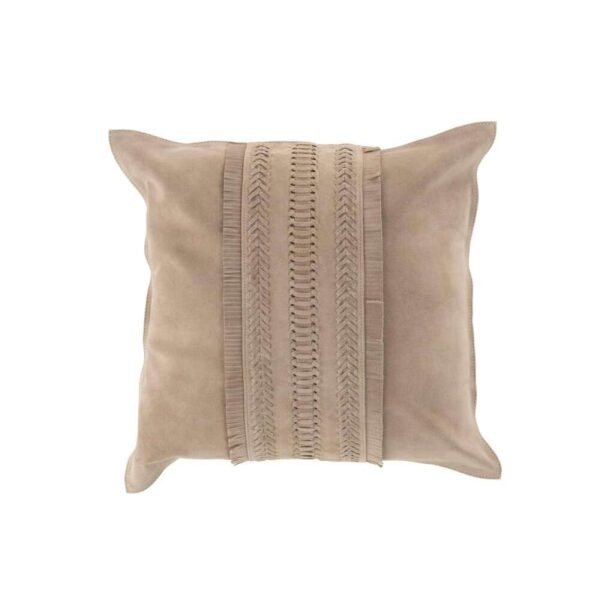 CUSHION BORDER SQUARE LEATHER LIGHT GREY