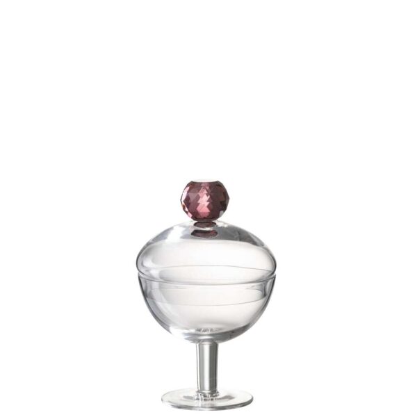 STORAGE JAR DIAMOND CRYSTAL GLASS TRANSPARENT/PINK SMALL