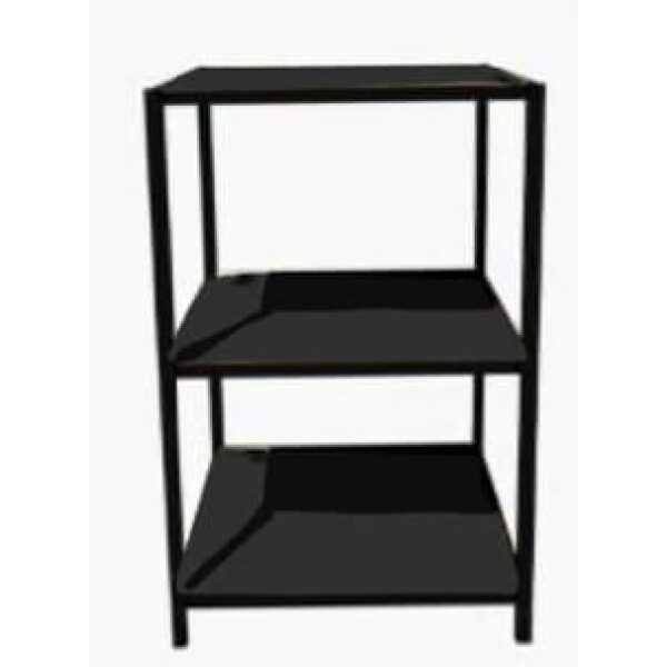 SHOP IN SHOP PRESENTATION TABLE SET 3PLANKS HIGH METAL BLACK/WOOD MELAMINE OAK LARGE