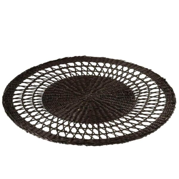 COASTER ROUND SEAGRASS BLACK