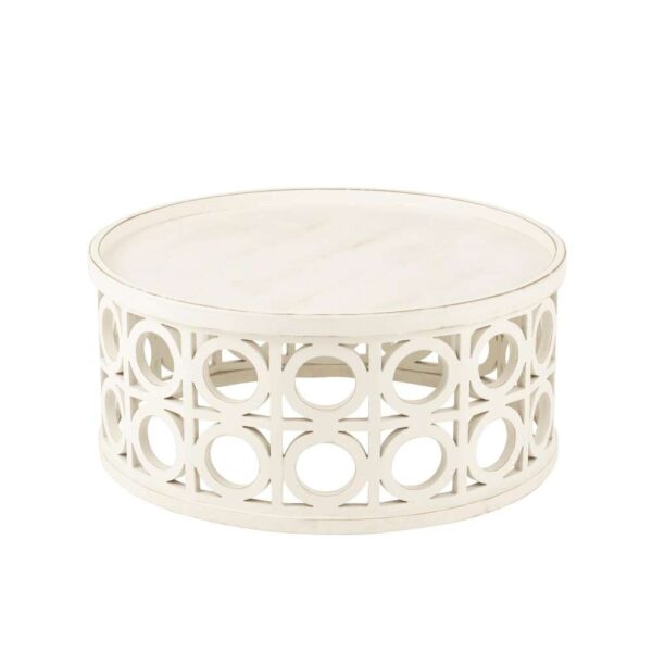 COFFEE TABLE CARVING FIR WOOD/MDF WHITE