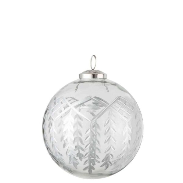 CHRISTMAS BAUBLE CHLOE GLASS TRANSPARENT/SILVER LARGE