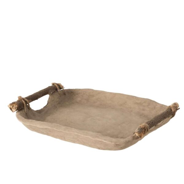 TRAY CHAD PAPIER MACHE BROWN
