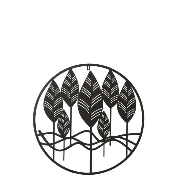 WALL DECORATION LEAVES  METAL BLACK