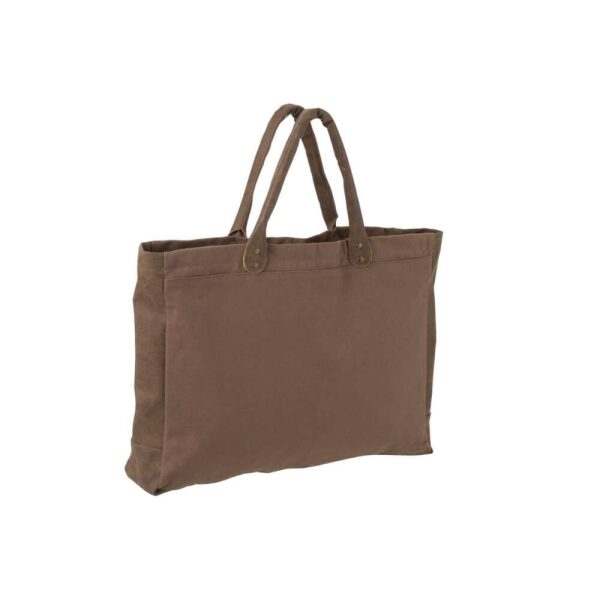 BEACH BAG SHORT HANDLES TEXTILE BROWN