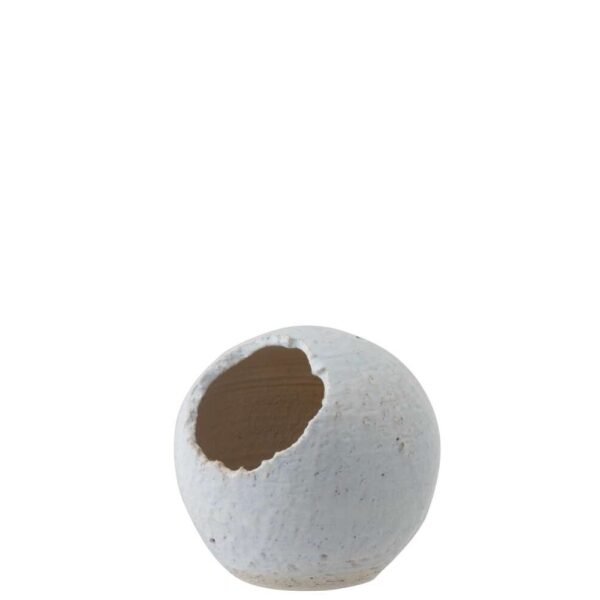 FLOWER POT OBLIQUE CERAMIC WHITE/PEARL LARGE