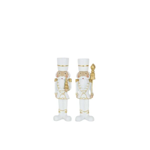 NUTCRACKER RESIN WHITE/GOLD MEDIUM ASSORTMENT OF 2