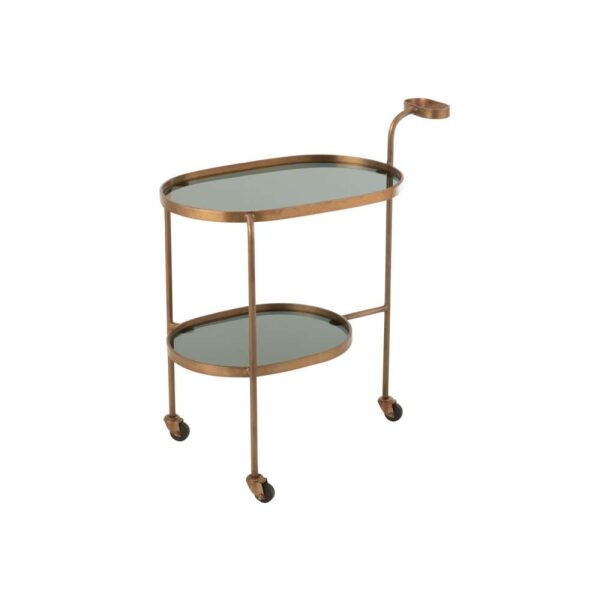 DESSERT TROLLEY OVALE 2 LEVELS IRON/GLASS BLACK/BRONZE