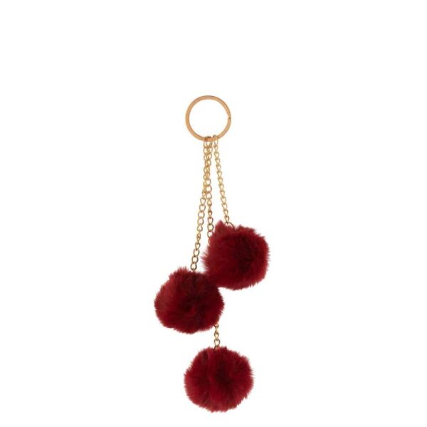 KEYCHAIN 3 BALLS TEXTILE MAROON