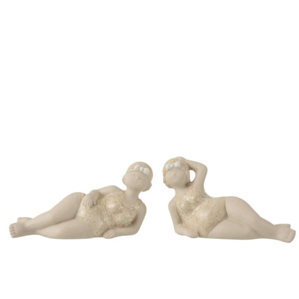 WOMAN BATHING SUIT LYING CERAMIC BEIGE ASSORTMENT OF 2