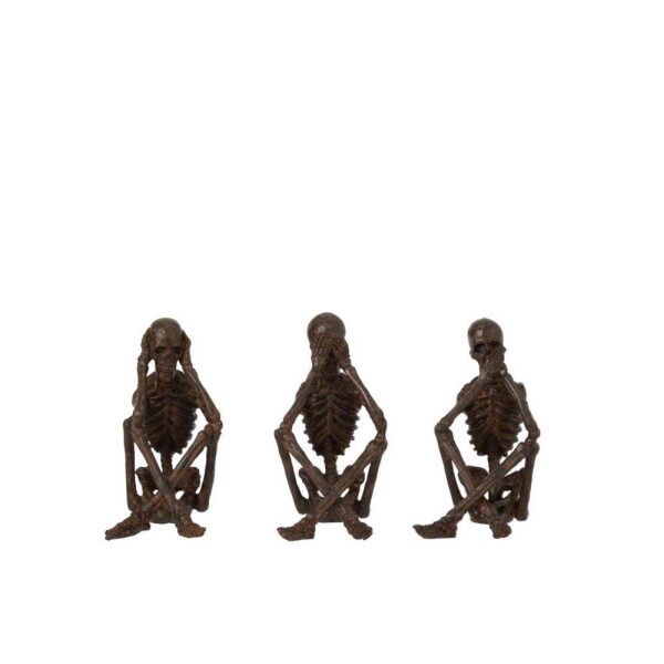SKELETON SEE/HEAR/SPEAK NO EVIL POLY BRONZE ASSORTMENT OF 3