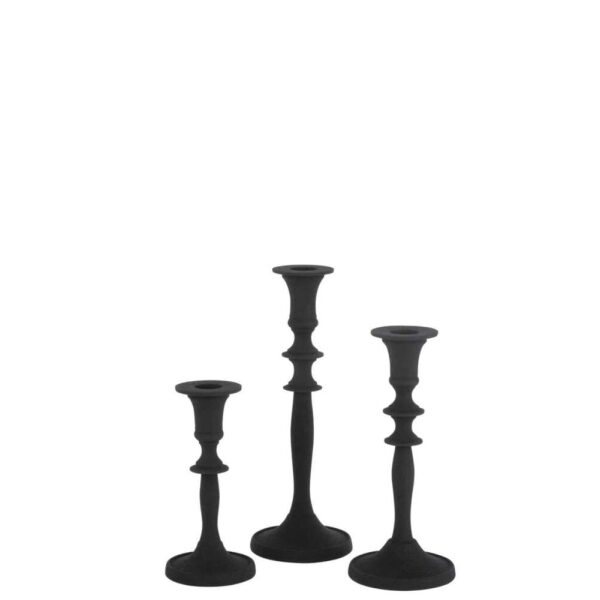 SET OF 3 CANDLEHOLDER CLASSICAL ALUMINIUM BLACK